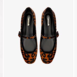 New. Larroude Leopard Print Women's Mary Jane Flats